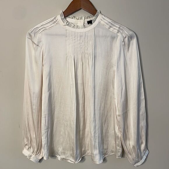 NWT J. Crew Ruffle-neck drapey top XS - Picture 3 of 11